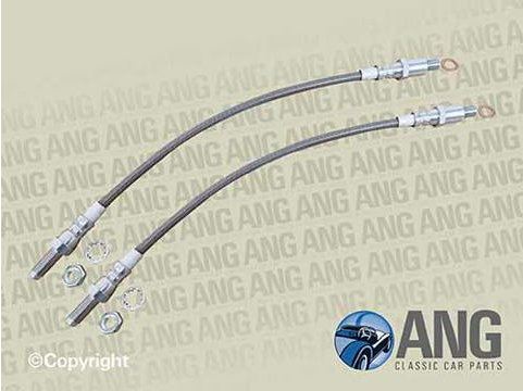 FRONT BRAKE HOSES & FITTINGS x 2 (STAINLESS STEEL) ; VITESSE 6/1600