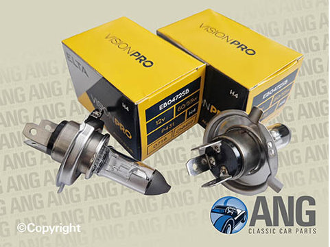 HALOGEN H4 HEADLAMP BULBS (2) ; MORRIS MINOR 1000
