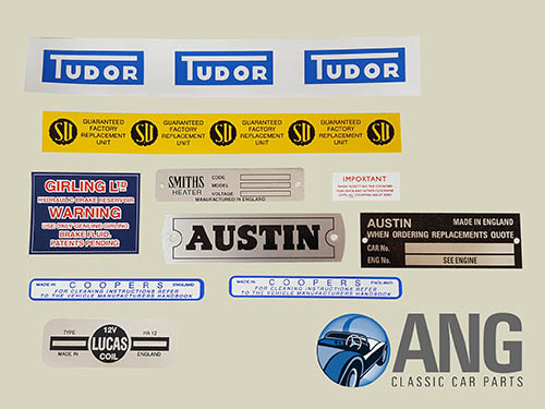 DECALS & LABELS KIT ;  AUSTIN HEALEY 100/6 BN4-BT7 &#39;56-&#39;59