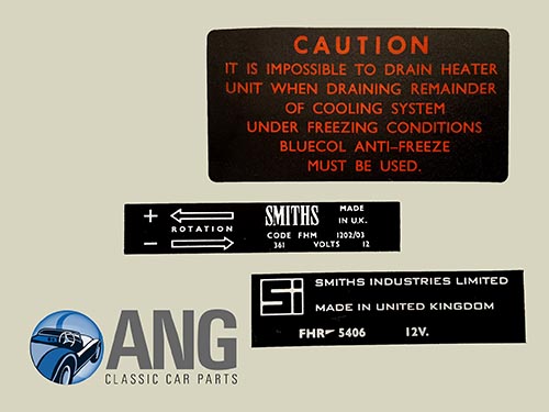 SMITHS HEATER SYSTEM & FAN STICKERS x 3 ; AUSTIN, MORRIS 1100, 1300 ADO16