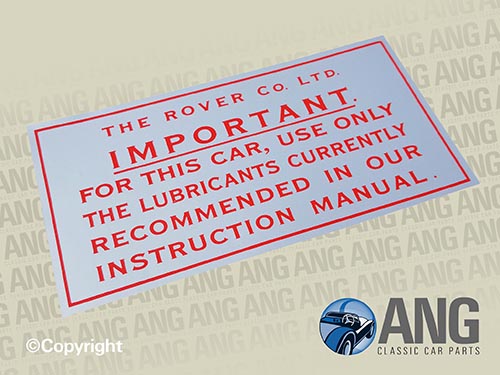 VINYL &#39;LUBRICANTS IMPORTANT&#39; STICKER ; P5, P5B