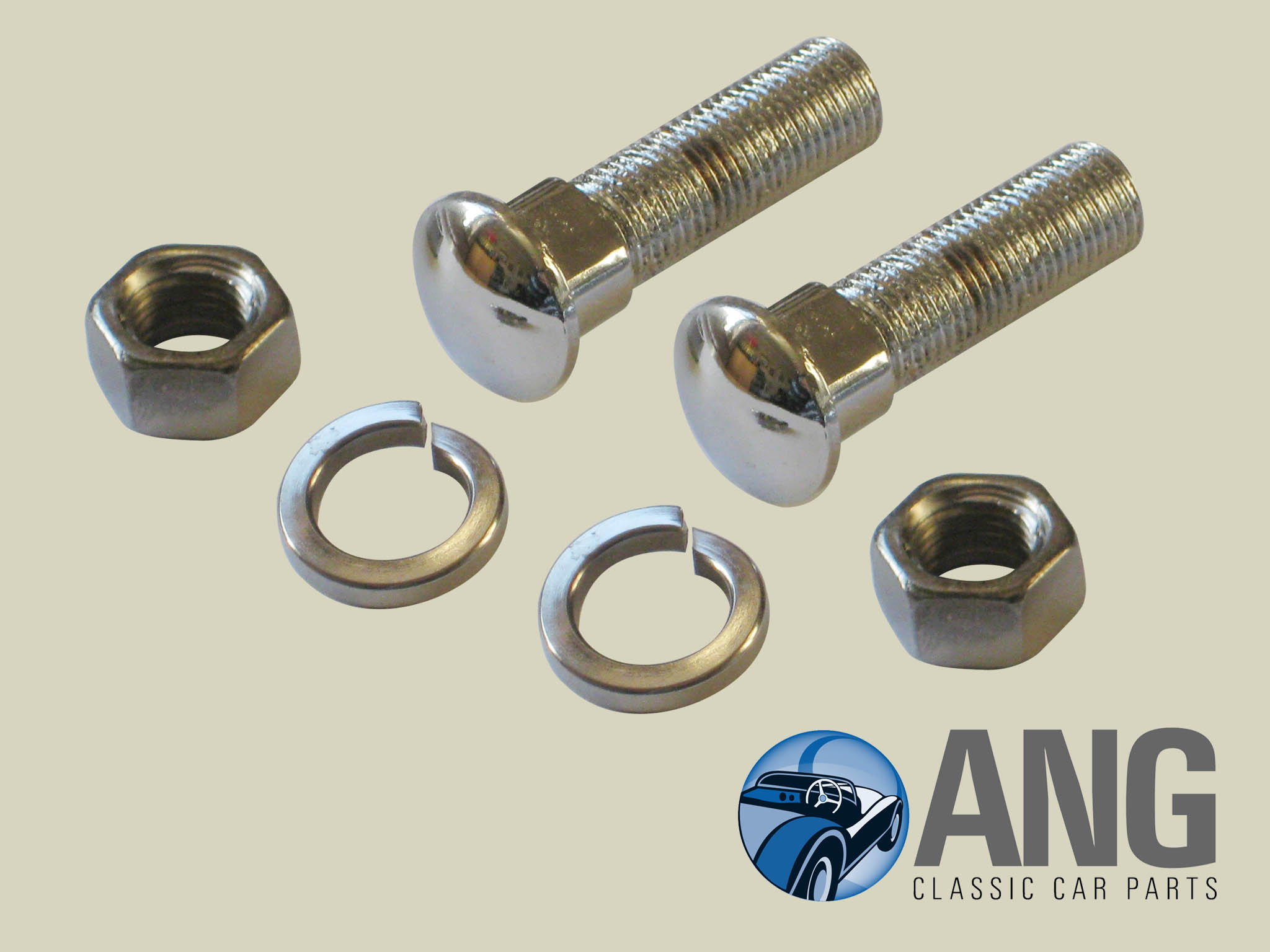 CHROME BUMPER FITTING BOLTS & NUTS x 2 ; MG TC, TD & TF